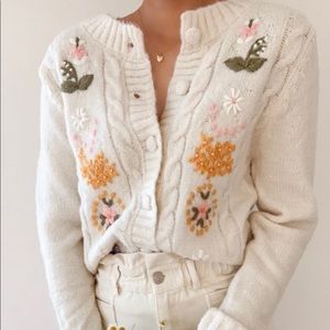 Fall Blooms Knit Floral Embroidered Cardigan